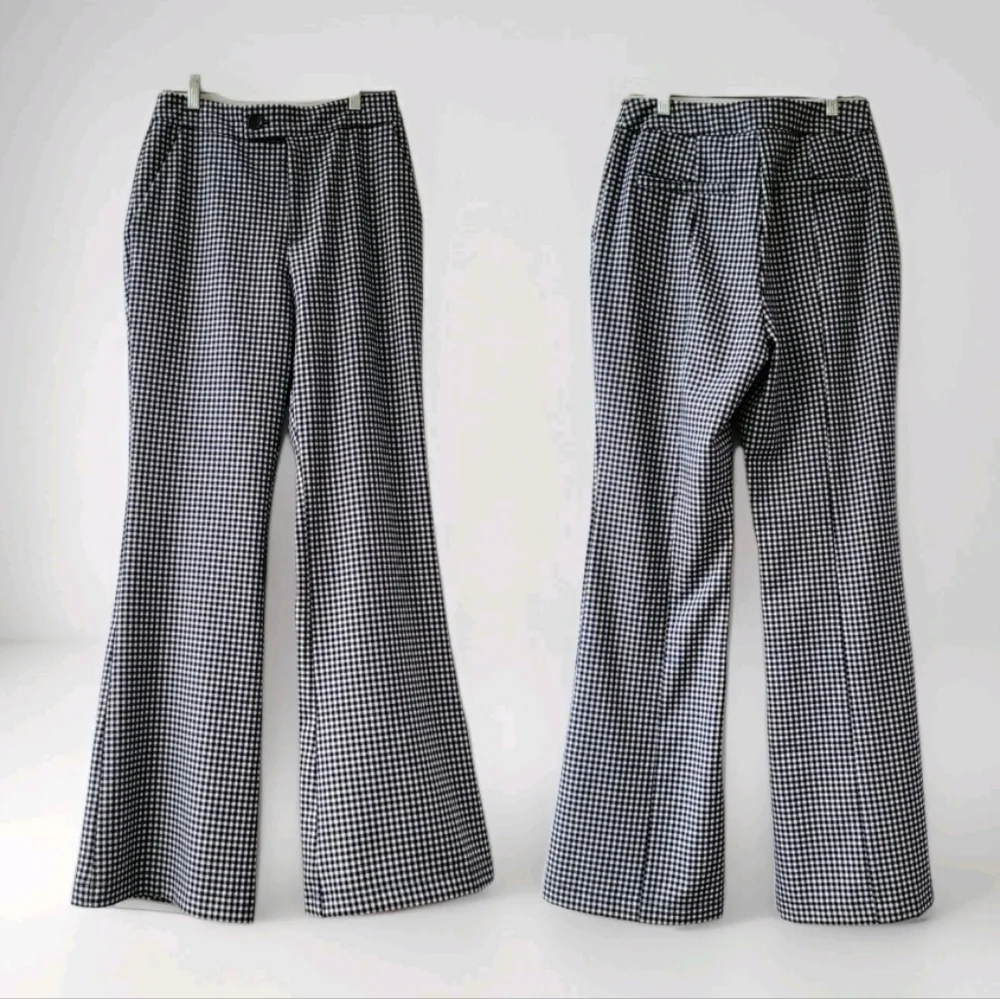 Avec Les Filles Black and White Checkered Flare Pants Size 6 High Waist Neutral - Picture 2 of 14